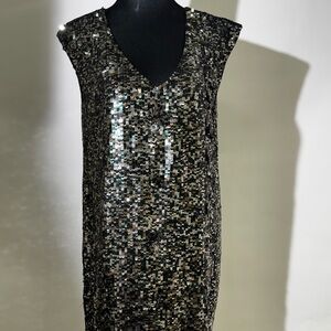 French Connection Sparkling Black Sequin Mini Dress